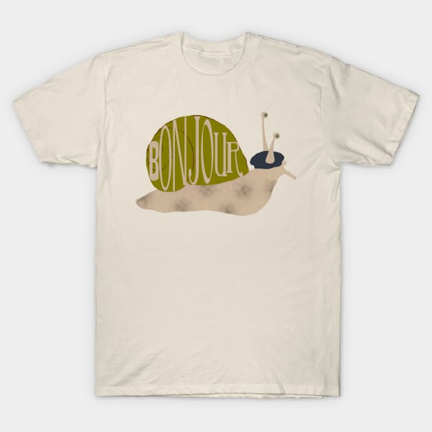 French Snail says Bonjour T-Shirt by ahadden